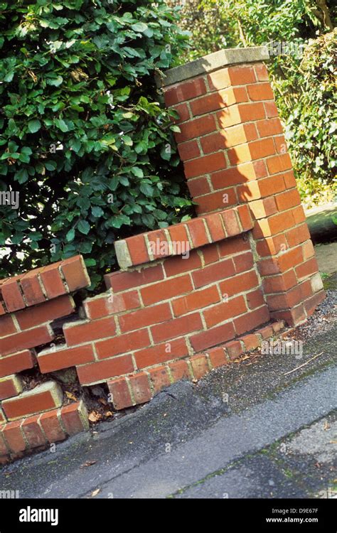 Subsidence On Brick Wall Falling Down Stock Photo Alamy