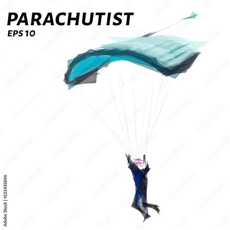 Parachutist From Triangles Low Poly Skydiver Vector Illustration