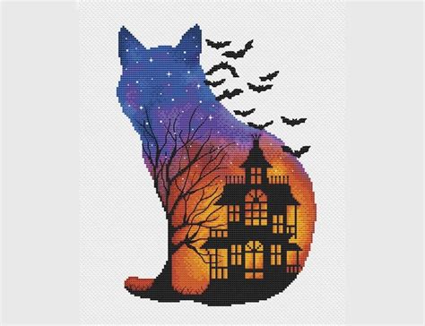 This beautifully colored rainbow rose cross stitch pattern from mucky musings would make a beautiful gift or just a fun weekend stitching project. Haunted house cross stitch pattern spooky Halloween cross ...