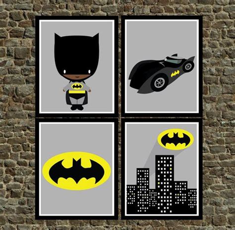 Set Of 4 Super Hero African American Batman Wall By Pixiepaperstl