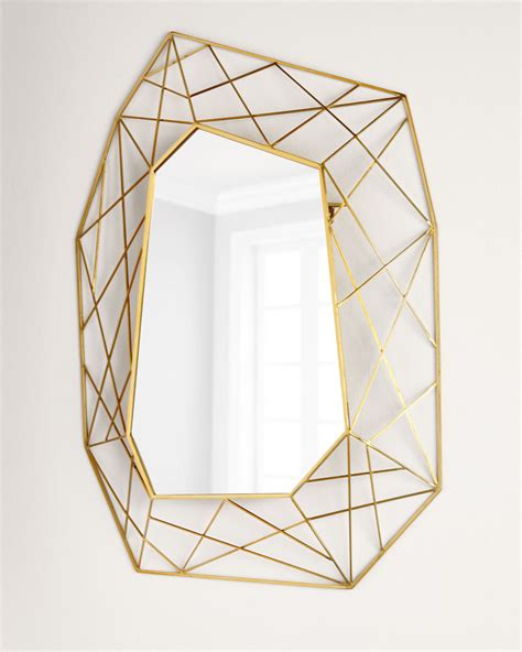 Geometric Mirror With Brass