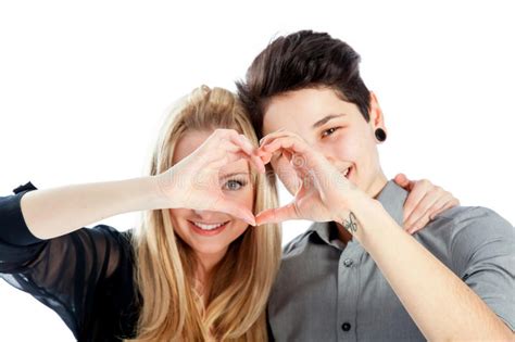 Same Sex Couple Isolated On White Background Stock Images