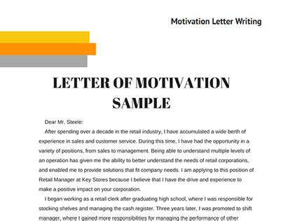The purpose of the letter is to explain: Motivation Letter Samples on Behance