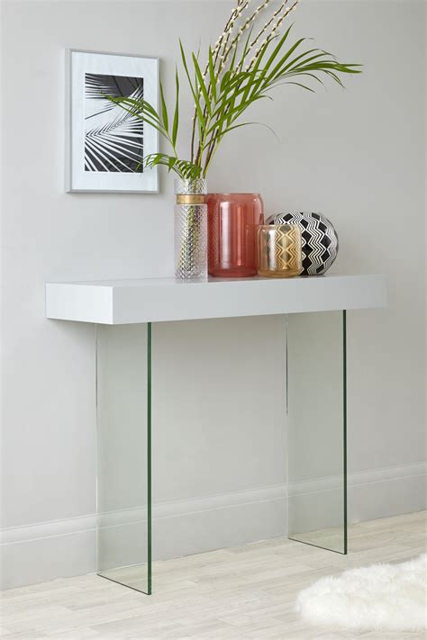 Aria Grey Oak And Glass Console Table Dining Room Console Glass Console Table Ikea Console Table