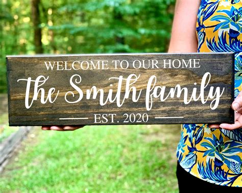 Welcome To Our Home Sign Customize Signs Last Name Wood Etsy