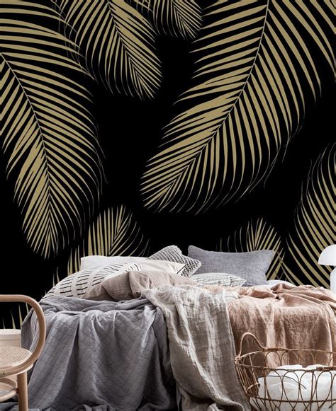 Palm Leaves Gold Cali Vibes 4 Wallpaper Happywall Gray Collage