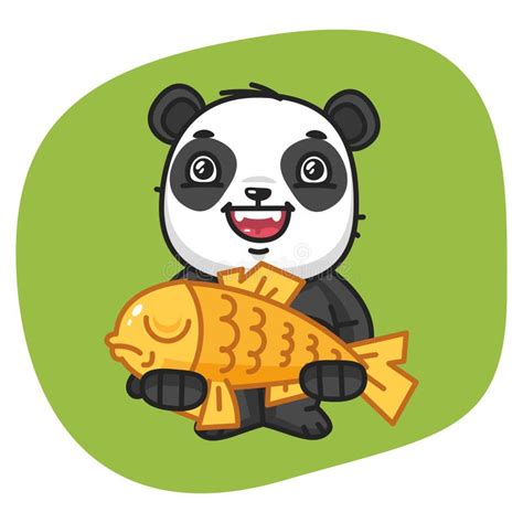 Panda With Fish Kite Stock Vector Illustration Of Panda 14358254