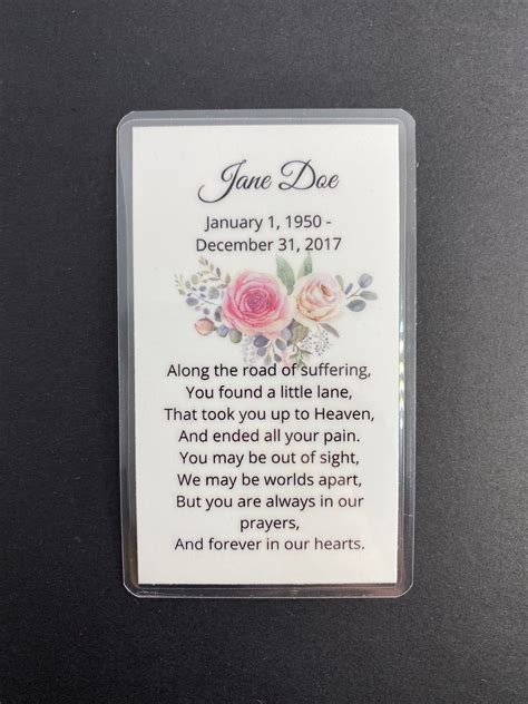 Wallet Memorial Card Funeral Card Wallet Size Pocket Size Set - Etsy