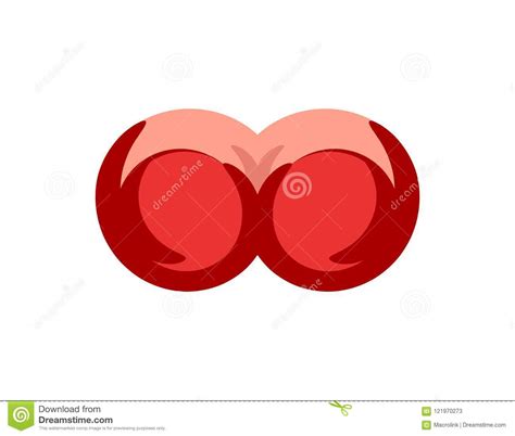 Big Woman Boobs In Cartoon Style Red Bra Vector Illustration Stock