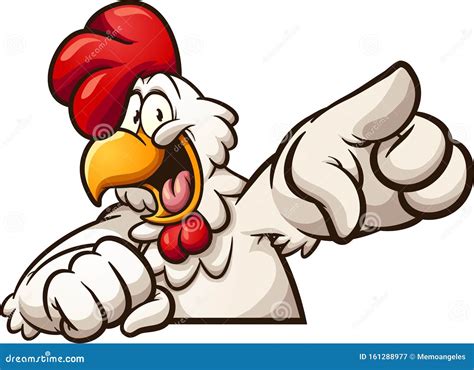 Happy Cartoon Chicken Pointing At Camera Stock Vector Illustration Of