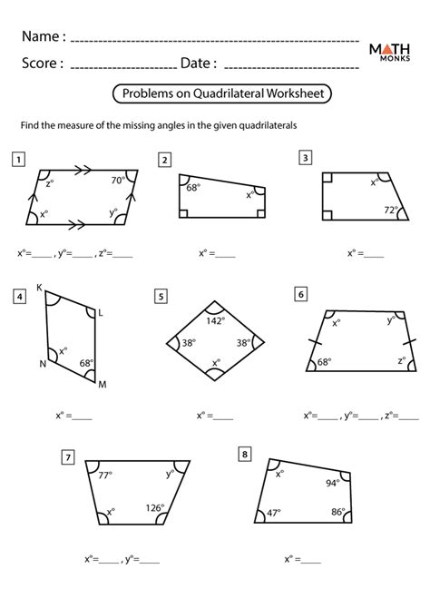 Quadrilaterals Worksheets | Math Monks