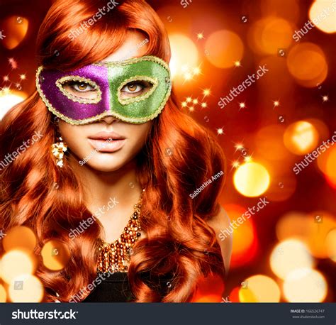 Beautiful Woman With The Carnival Mask Holiday Fashion Girl Portrait