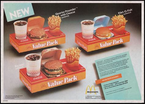 mcdonalds trayliner placemat new value packs meals 1985 fast food mcdonalds food ads