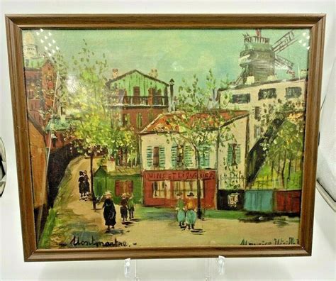 Vtg Maurice Utrillo Street Street Scene Framed Montmartre Print 14 X 11