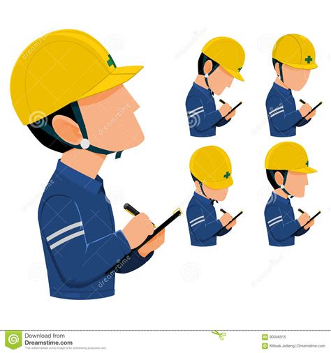 Engineer Hold Writing Pad Stock Vector Illustration Of Inspecting