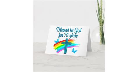 Pretty Blue 75th Birthday Christian Design Card Zazzle