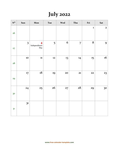 Free Printable Calendar July 2022 Calendar Printables Free Blank