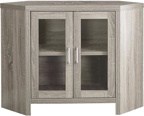 Amazon Com Monarch Specialties I Corner With Glass Doors TV Stand Dark Taupe Home Kitchen