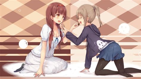 Download 1920x1080 Anime Girls Eating Cookies Sitting