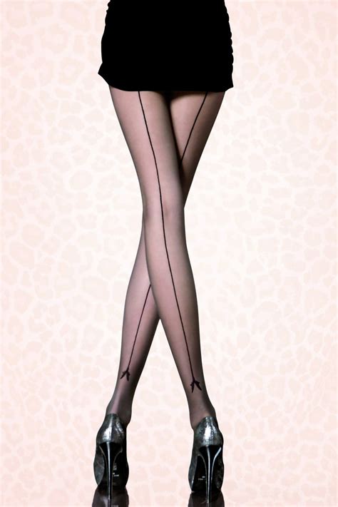 Seamed Stockings Nylons Tights Miriam Patterned Tights In Black At Vintagedancer Com