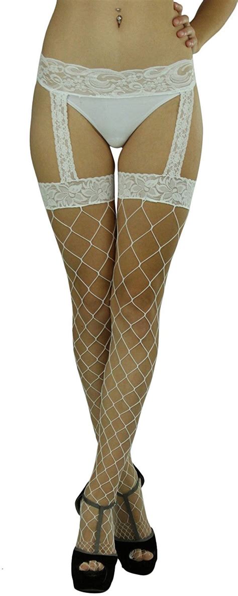 Tobeinstyle Women S Spandex Fence Net All In One Garter Belt Suspender Pantyhose Ebay