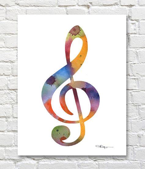 Musical Note Art Print Abstract Watercolor Painting Music Wall