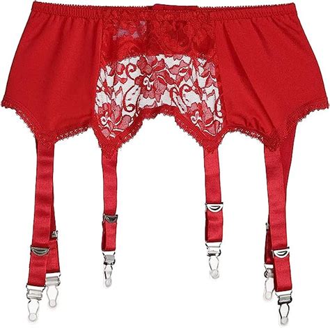 Womens Sexy Lace Garter Belt With 6 Straps Metal Clip