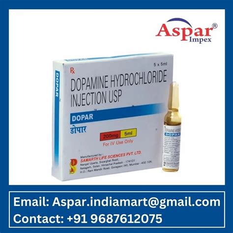 Dopar Dopamine Hydrochloride Samarth Life Sciences Pvt Ltd 5 Ml In 1