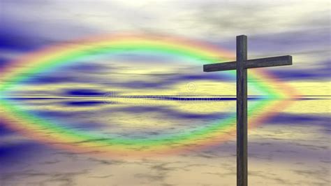 Religion Cross Rainbow Stock Illustration Illustration Of