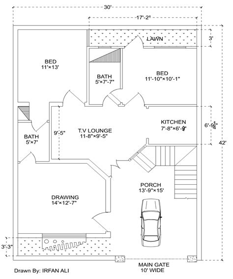 6 Marla House Plan30 × 42 Modern House Plan