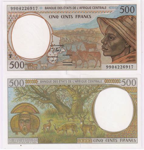 central african republic f 500 francs 1999 unc currency note kb coins and currencies
