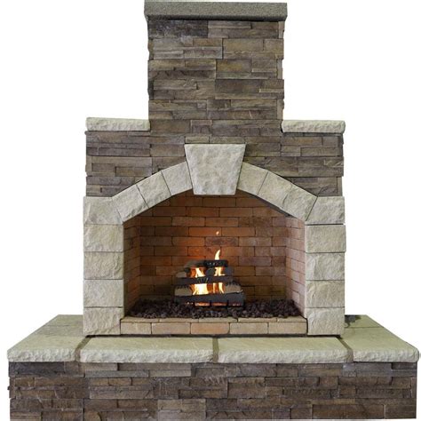Cal Flame 78 In Stone Veneer And Tile Propane Gas Outdoor Fireplace 22