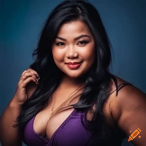 Smiling Plus Size Filipino Model With Tattoos In Realistic Portrait On