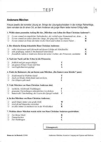 Übersetzung wird abgerufen… sprache erkennen. Test und Klassenarbeit: Andersens Märchen (Klasse 5/6 ...