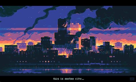 Pixel Art Landscape City Landscape Fantasy Landscape Sunset