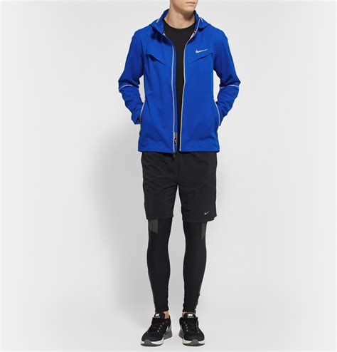Nike Rain Runner Hooded Shell Running Jacket In Blue For