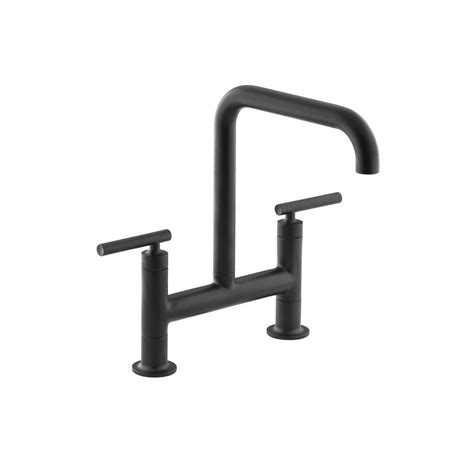 Black home depot kitchen faucets. KOHLER Purist 2-Handle Bridge Kitchen Faucet in Matte ...