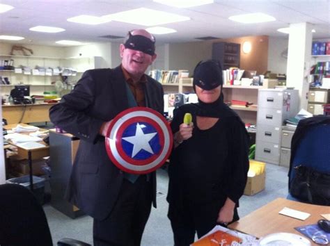 The Arts Council's very own Batman & Robin/Captain America prepare to