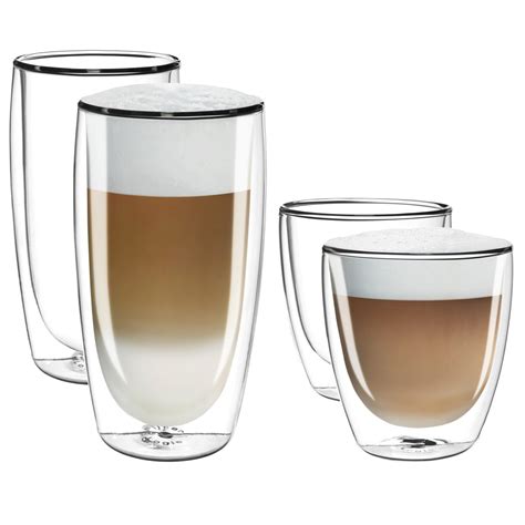 2 X Cappuccino 2 X Caffe Latte Double Wall Dual Thermo Glasses Glass The Coffee Filter Shop