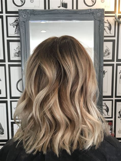 Dark Blonde Root Stretch With Baby Lights And Balayage Dark Roots