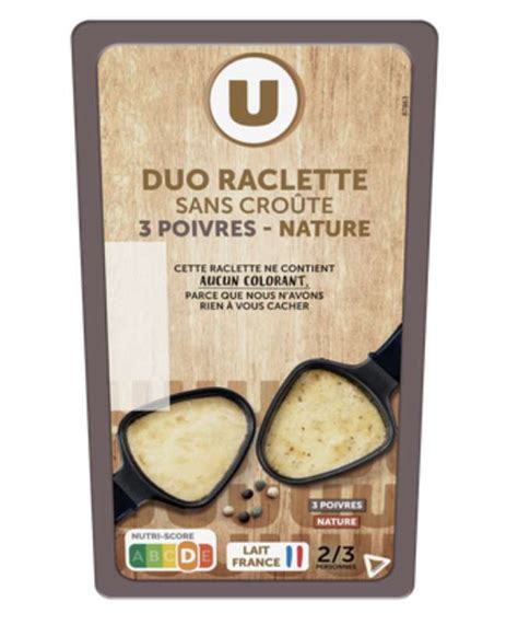 Fromage à raclette sans croute duo nature poivre U 400 g Bam