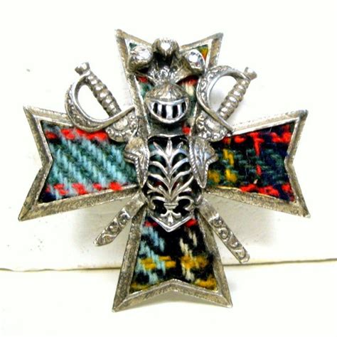 Crusader Knight Iron Cross Pin Armored Plaid Brooch W Etsy Swords
