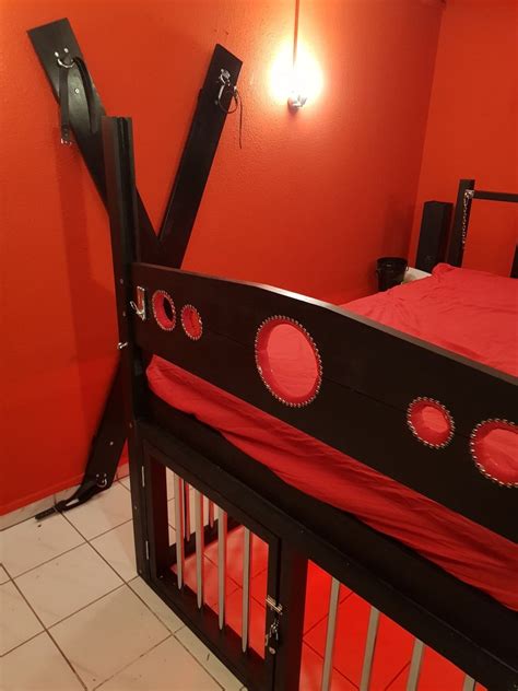 Bondage Bed With Cage And Light Bedroom Fetish Bed Fetish Toys Bondage Furniture Bdsm Room For