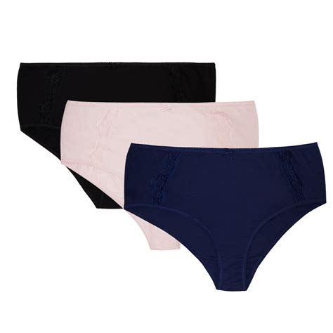 Ladies Cotton Full Briefs Womens Lace Kickers 3 Pack Maxi Underwear Sizes 14 32 Ebay