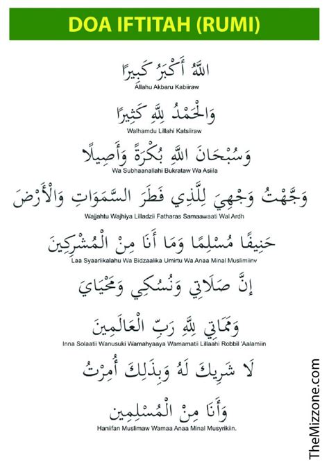 Doa Iftitah Rumi Dan Jawi Taman Hati Khusyuk Hayati Makna Bacaan The