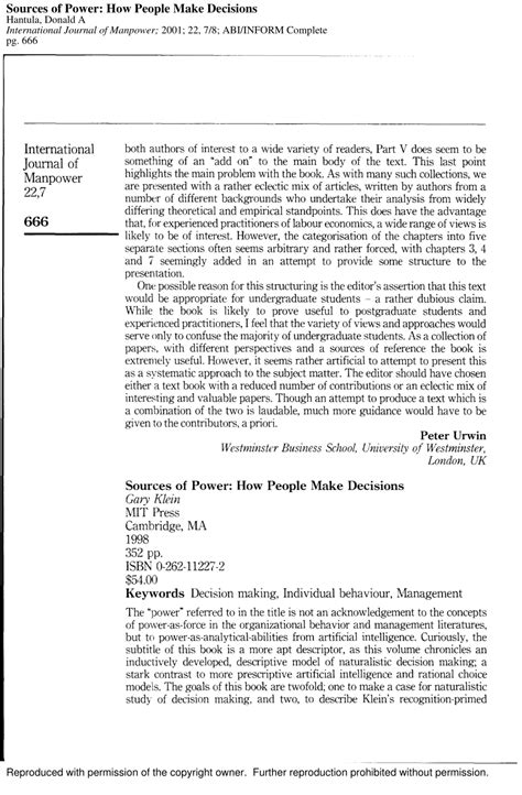 Pdf Sources Of Power How People Make Decisions20012gary Klein