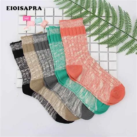 Eioisapra Outside Socks Women Handmade Striped Meias Colorful Shining Casual Sokken Comfort