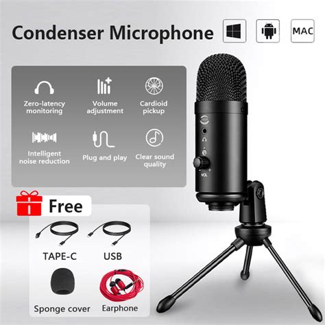 Leme Usb Condenser Microphone For Pc Recording Vlogging Videoke Studio Singing Mic Condenser