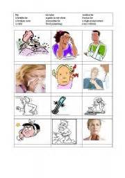 In this online exercise, we will look at the english vocabulary used for describing the symptoms of a few of the most common illnesses that affect the health of most people during a normal year. illness vocabulary - ESL worksheet by aprahel11