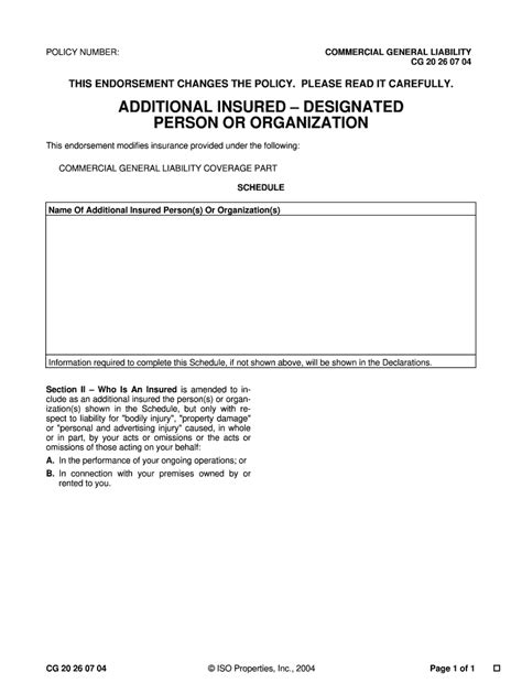 Additional Insured Endorsement Form Fill Out And Sign Online Dochub